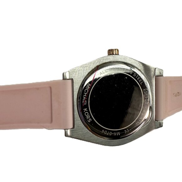 MK Michael Kors Channing Snake-Embossed Silicone and Rose Gold-Tone Watch - Picture 4 of 5